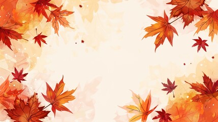 Fototapeta premium Autumn orange banner with blurred maple leaves, ideal for seasonal designs and fall projects.