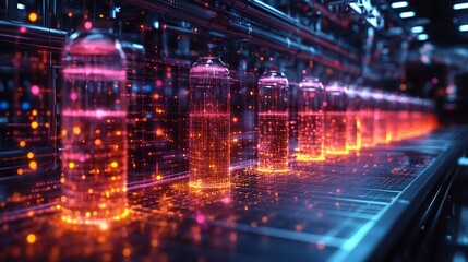 Obraz premium A colorful digital flow chart showcasing connected processes in a lab setting, created with advanced technology.