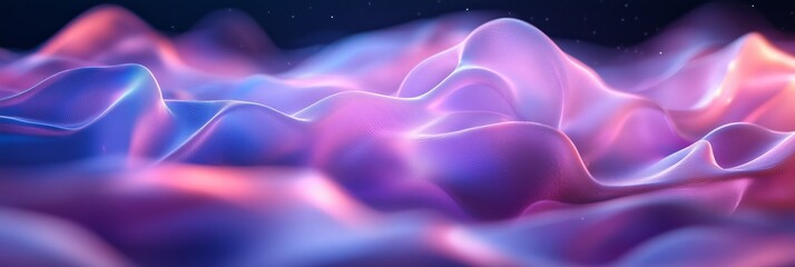 Obraz premium 3d render of abstract background with colorful wavy shapes and waves, blue purple pink color