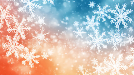 Minimalistic Christmas background with a gradient of icy blues and white snowflakes