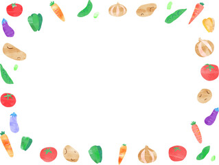カラフルな手書き風野菜フレーム