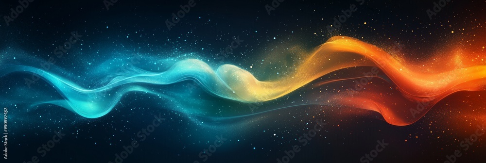 Poster abstract background with colorful waves and lines of light