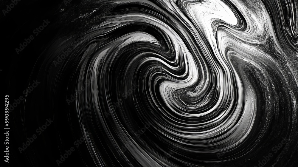 Aufkleber black and white abstract finger swirl texture creating dynamic, artistic pattern
