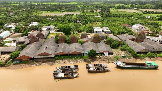 The brick kilns are 300 years old in Mang Thit, Vinh Long, Vietnam, although they are still operating today, the bricks are sold all over the world. Video shot in Vinh Long on September 7, 2024.
