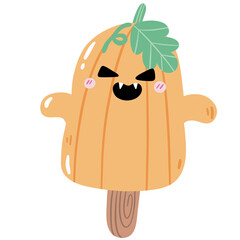cute pastel pumpkin ghost ice-cream ,Halloween PNG element sticker for decoration