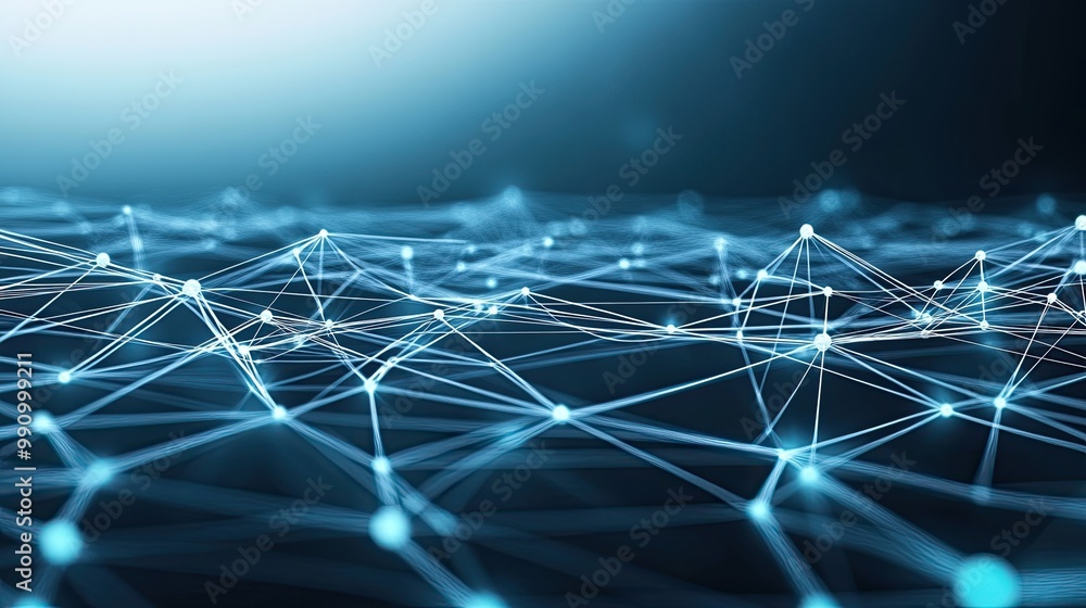 Poster a vibrant abstract background featuring glowing green and blue elements that symbolize a digital net