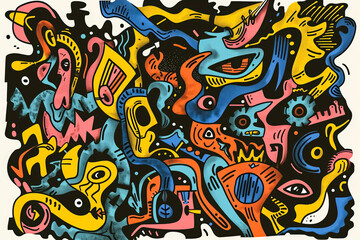 Unraveling chaos tannle. Psychotherapy hand drawn concept. Messy flat line. Chaos path