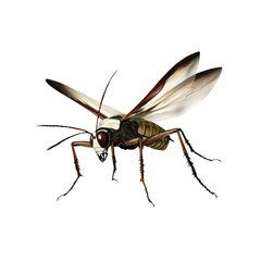 Close-up of a Flying Wasp with Transparent Wings