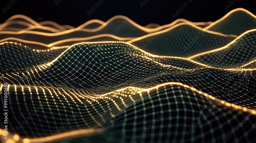Poster a vibrant abstract background featuring glowing green and blue elements that symbolize a digital net