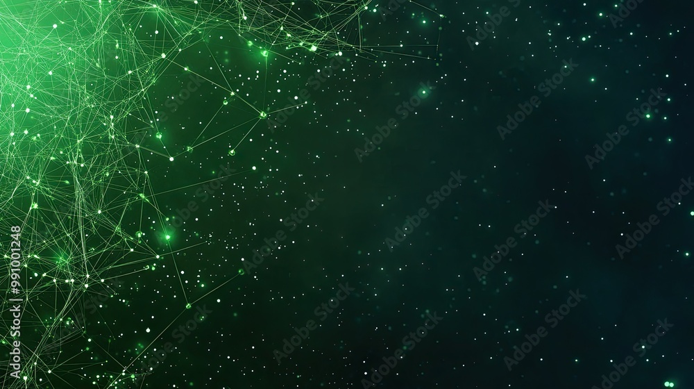 Poster a vibrant abstract background featuring glowing green and blue elements that symbolize a digital net