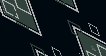 Abstract Geometric Green White Pattern with Dark Background