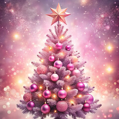 Fototapeta premium Pink Christmas Tree Backgrounds, Pink Watercolor Christmas Tree Backgrounds. Pink tree wallpaper. Pink holiday background.
