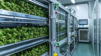 Obraz premium High-Efficiency Industrial-Scale Extractor Machines Processing Cannabis for CBD Oil Production