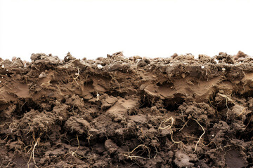 white isolated texture section Soil dirtied dirt edge mud clod cross agriculture background botany brown crop cultivated cut dry earth environmental farm field flat fresh garden