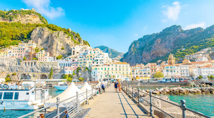 Naklejka premium Scenic view of Amalfi town, Amalfi Coast, Italy