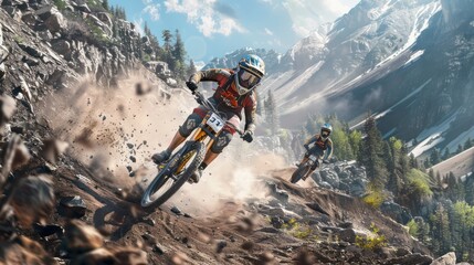 Obraz premium Mountain Biking Downhill