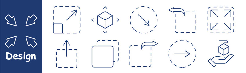 Cafe set icon. Coffee cup, tea kettle, coffee bean, cup lid, sugar packet, coffee grinder, French press, spoon, takeaway cup, saucer