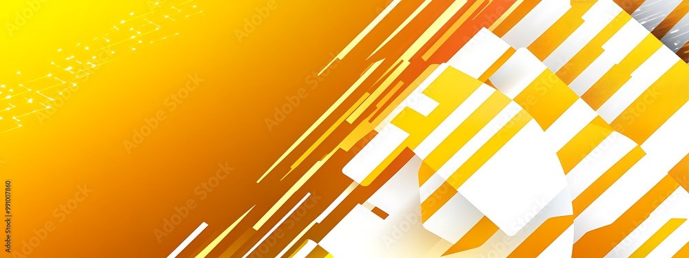 Poster abstract background with yellow and white geometric shapes.