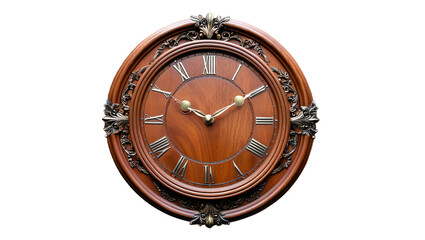 wooden clock isolated on transparent background