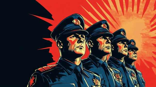Police squad. authoritarian and totalitarian regimes concept. Pop art retro vector illustration drawing