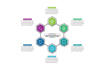 Business infographics. Infographics with 6 steps or options