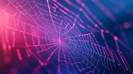 Obraz premium A spiderweb in the early morning dew, glittering with light.