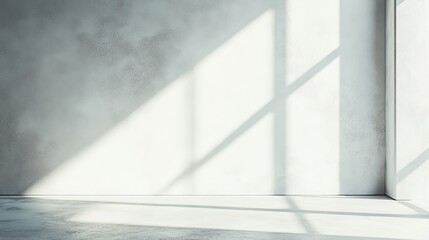 Obraz premium Minimal white textured wall with soft sunlight shining, creating a clean and smooth modern contemporary look. Perfect for minimalist interior design concepts, emphasizing simplicity and natural light.