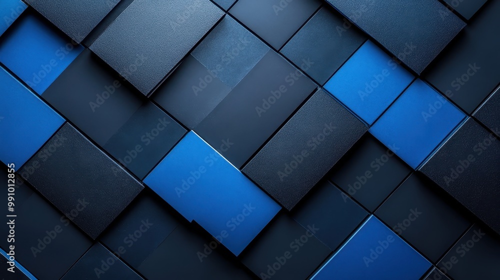 Poster a pattern of blue and black squares arranged in a grid
