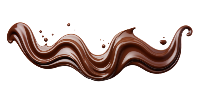This image showcases a flowing wave of rich, creamy chocolate with artistic splashes, perfect for food and dessert themes.
