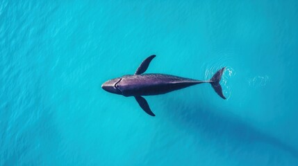 Fototapeta premium Graceful Whale Swimming in Turquoise Waters