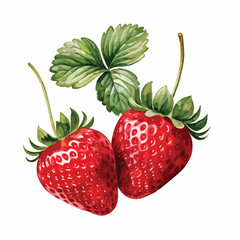 Hand drawn watercolor painting strawberry on white background. vector watercolor isolated on white with clipping path