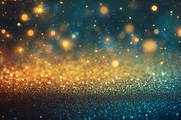 Naklejka premium Glamorous New Year's background with a gold and black glitter gradient, accented by bright stars