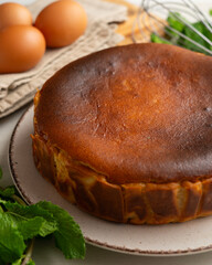 Cheesecake with mascarpone and almond nougat. Traditional Spanish Christmas recipe.