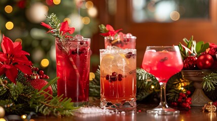 Customary holiday drinks at with flowers