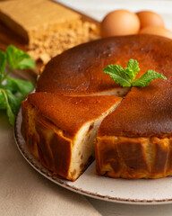 Cheesecake with mascarpone and almond nougat. Traditional Spanish Christmas recipe.