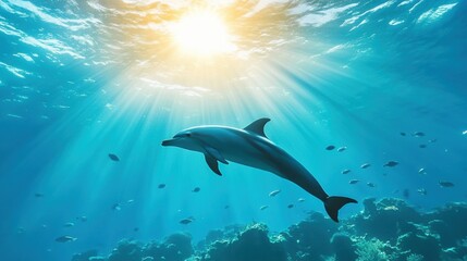 Graceful Dolphin Swimming in Clear Ocean Waters