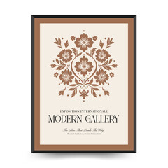 Abstract linocut floral posters template. Modern trendy minimal style. Black and white colors. Magic, mystical. Hand drawn design for wallpaper, wall decor, print, postcard, cover, template, banner.