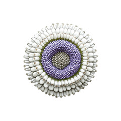 Abstract Floral Pattern with Purple and White Circles