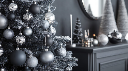 Fototapeta premium Chic Christmas background with a monochrome colour palette and stylish snowflake designs