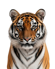 Fototapeta premium Closeup of a Tiger's Face on a White Background., transparent background, PNG file