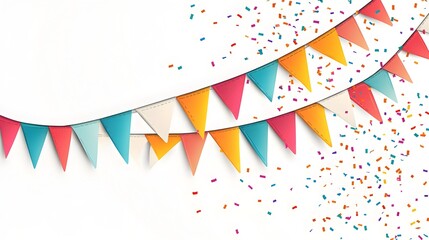 Obraz premium Curved Festive Flags with Falling Confetti in Format