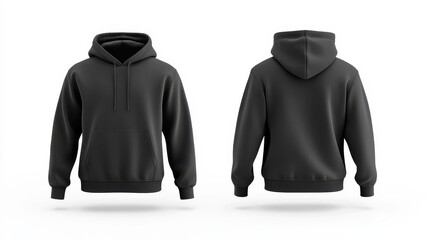 Front and back view of dark gray hoodie mockup