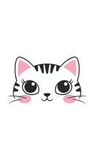 A simple cartoon depiction of a cat's face with big eyes and pink cheeks. wallpaper