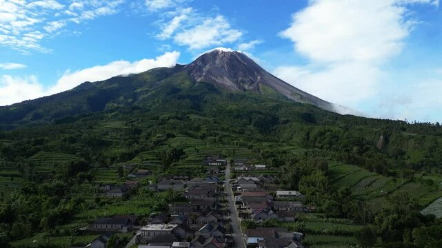 Drone Footage The Beauty of a Village at the Foot of Mount Merapi