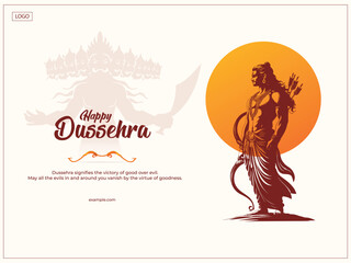 Happy Dussehra festival of India. of Lord Rama killing Ravana. vector illustration design
