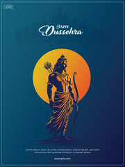 Happy Dussehra festival of India. of Lord Rama killing Ravana. vector illustration design

