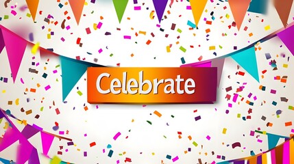 Obraz premium Vibrant Confetti with Colorful Flags and Joyful Banner