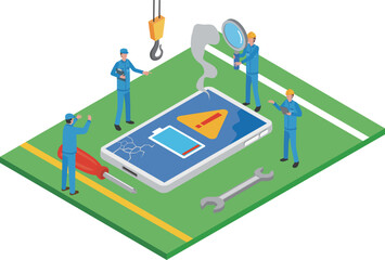 スマートフォン故障修理のイメージイラスト