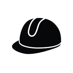 Construction safety helmet black and white flat vector icon design