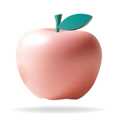 3d render element red apple. 3d illustration isolated on white background. Pastel color.